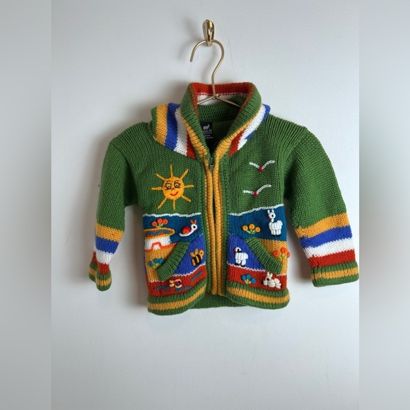 Peruvian Knit Sweater Wool Baby Multicolor - Picture 1 of 10
